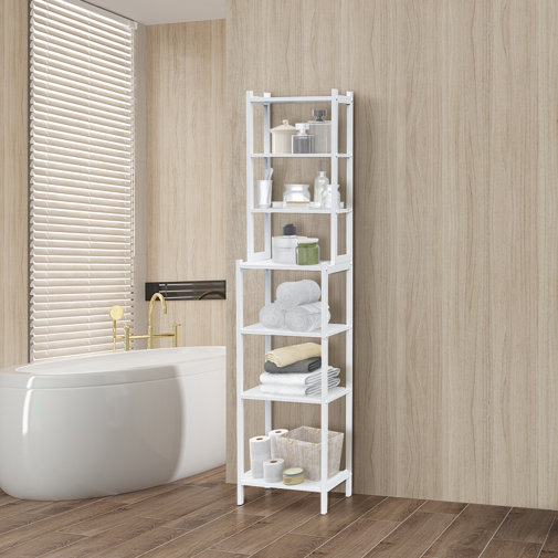 Latitude Run 14.5'' W x 63.75'' H x 12'' D Solid Wood FreeStanding Bathroom Shelves Wayfair.ca